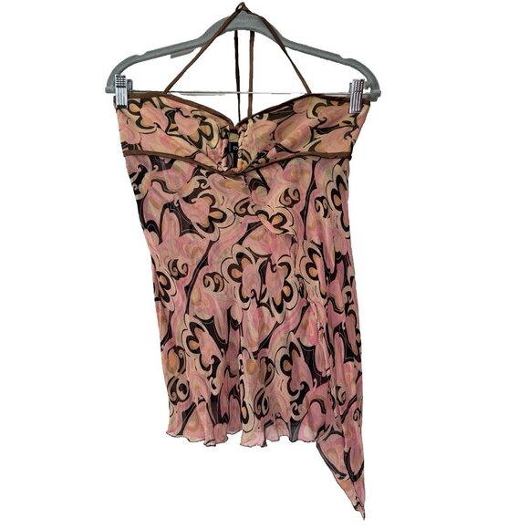 Vintage Y2K Rare Find Bebe Women Medium Silk Babydoll Cami Pink Mocha Boho Fairy - Picture 1 of 14